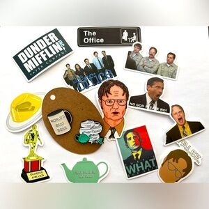 The Office High Quality Enamel Pin Duo and 12 Stickers, World's Best Boss, NWT